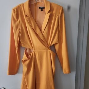Express Vibrant Orange Wrap Dress